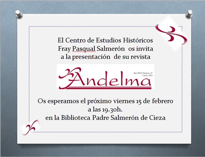 Presentación del número 27 de la revista ‘Andelma’