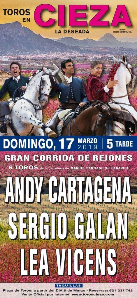 Cartel corrida de rejones en la Plaza de Toros de Cieza.