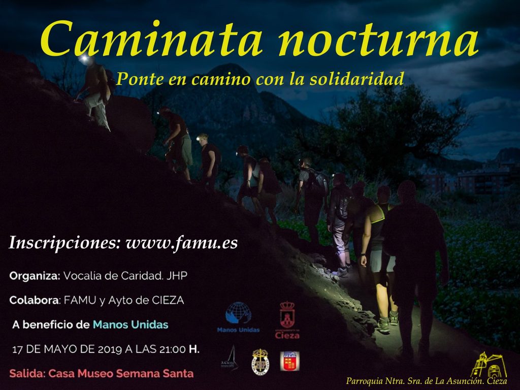 Cartel de la caminata solidario de Manos Unidas en Cieza.