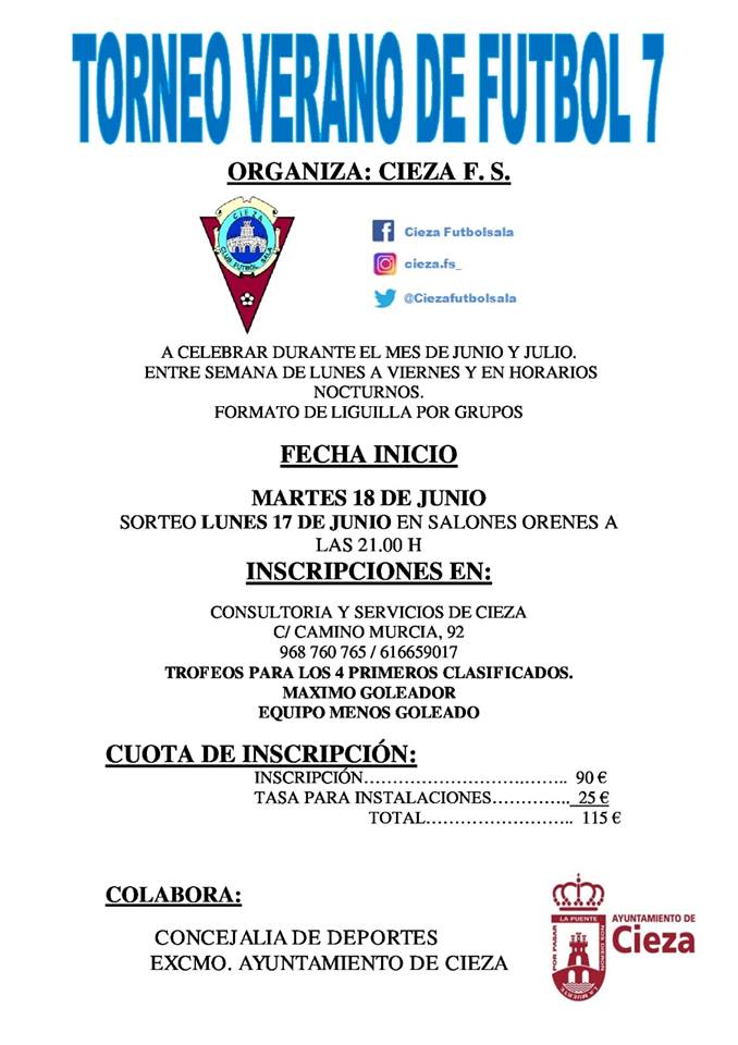 Imagen del Cartel del torneo de fútbol sala 7 en Cieza.