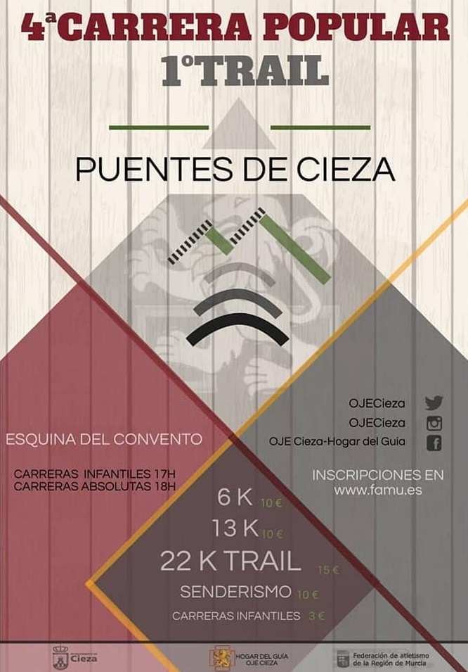 Cartel de la carrera los puentes de Cieza 2019.