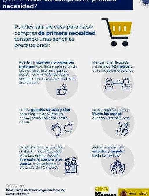 La Concejalía de Sanidad nos indica recomendaciones que hay que seguir al volver a casa de hacer recados o del trabajo