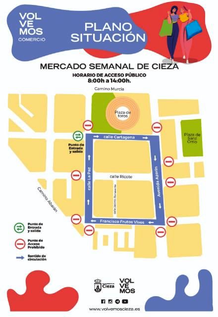 El mercado semanal de Cieza retoma su actividad con medidas estrictas de control