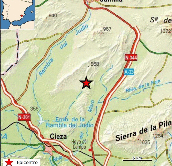 Cieza registra un terremoto de magnitud 1.7