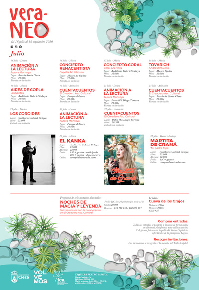 El Ayuntamiento otorga a la programación «Vera-neo» el protagonismo tras anunciar la suspensión de la feria