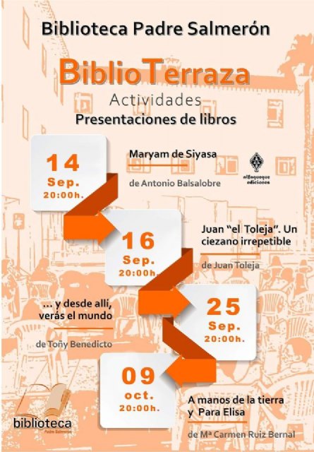 La zona exterior de la biblioteca municipal acogerá las presentaciones de cuatro libros