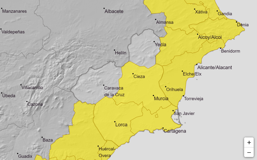 Meteorología amplía sus avisos para mañana por lluvia de hasta 25 litros por metro cuadrado en una hora y tormentas