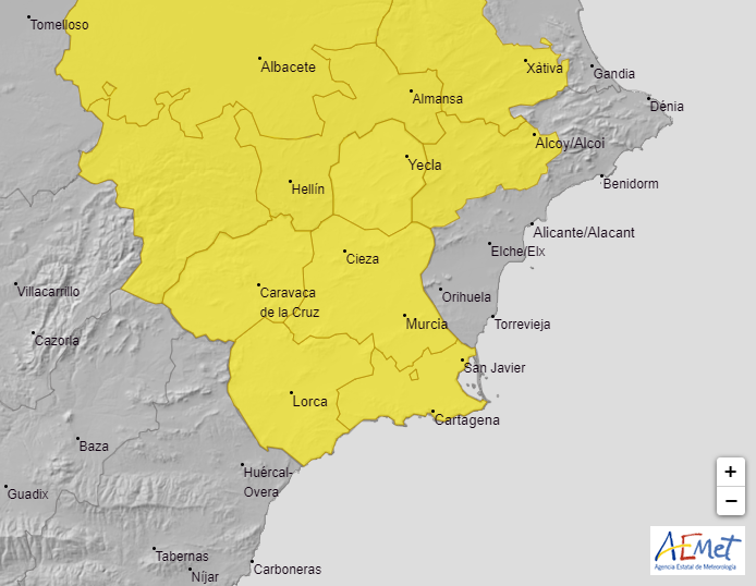 Aviso por fuertes lluvias y fuertes tormentas para el sábado