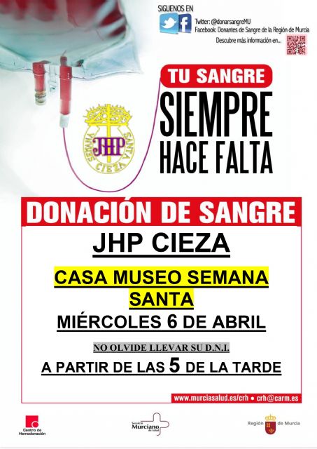 Jornada nazarena de donación de sangre este miércoles en Cieza