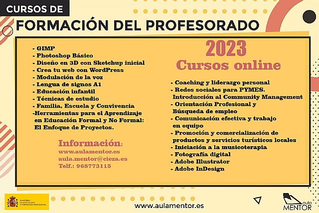 Cursos Formación Profesorado 2023 en el Aula Mentor