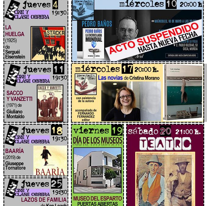 Programa Cultural del Club-Atalaya Ateneo de la Villa para mayo