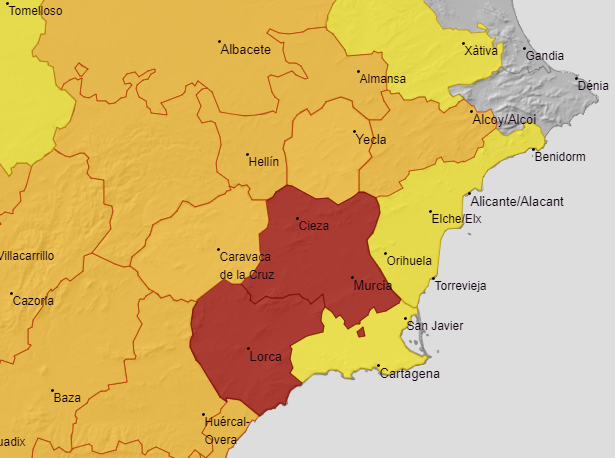 Aviso de nivel rojo por altas temperaturas para el miércoles