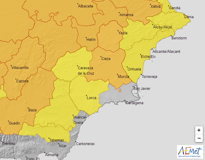 Aviso naranja por altas temperaturas para el martes