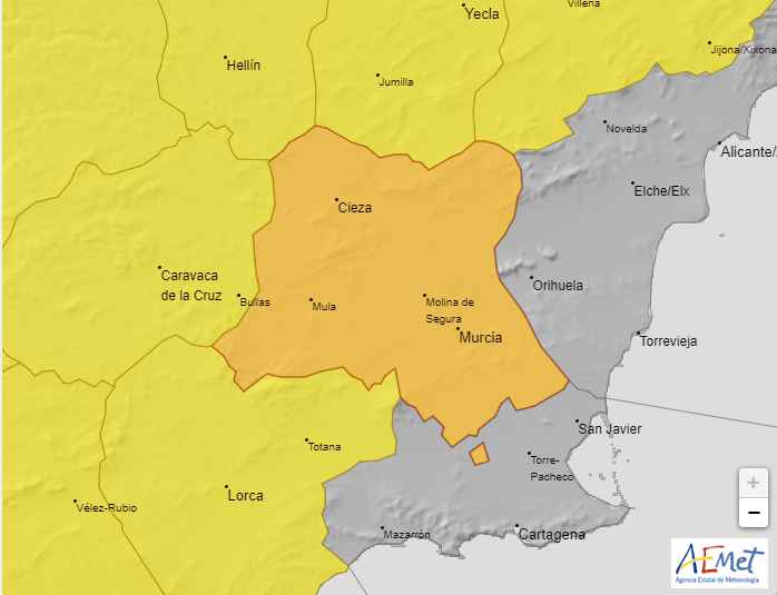 Avisos naranja y amarillo por altas temperaturas para el viernes