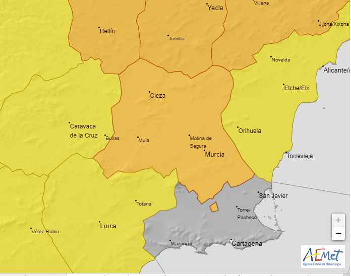 Aviso naranja por altas temperaturas para el viernes en Cieza