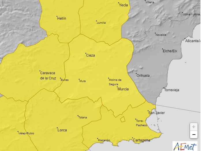 Aviso por fuertes lluvias y tormentas durante el miércoles