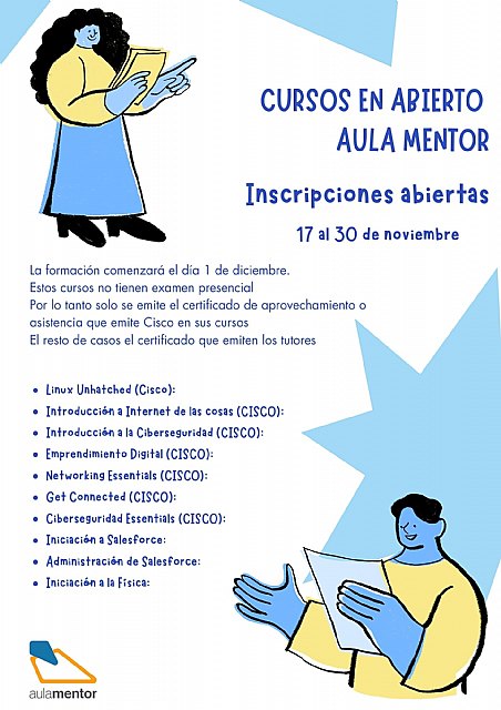 Cursos abiertos y gratuitos Aula Mentor Cieza 2023