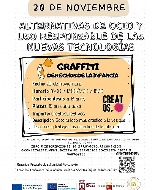 Juventud y Servicios Sociales celebran el lunes un taller de grafiti