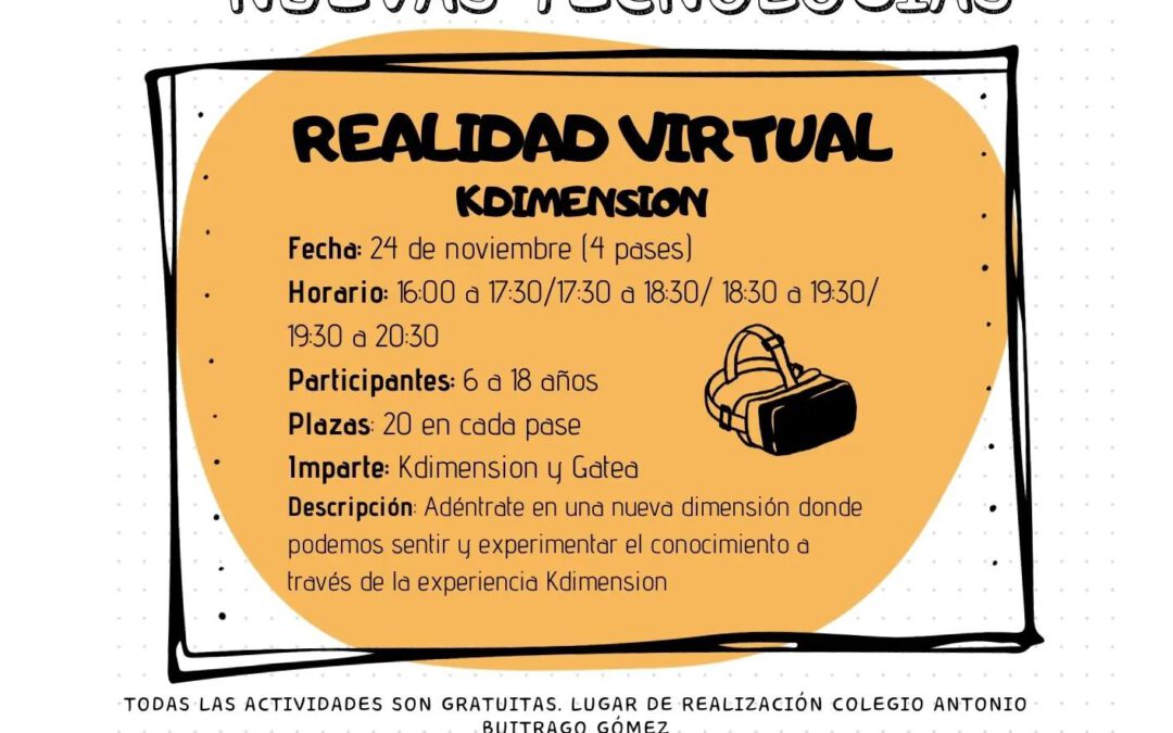 Abiertas las inscripciones para el ‘Taller de Realidad Virtual’