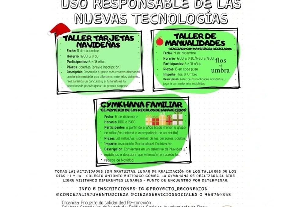 La Concejalía de Juventud trae nuevas actividades para diciembre
