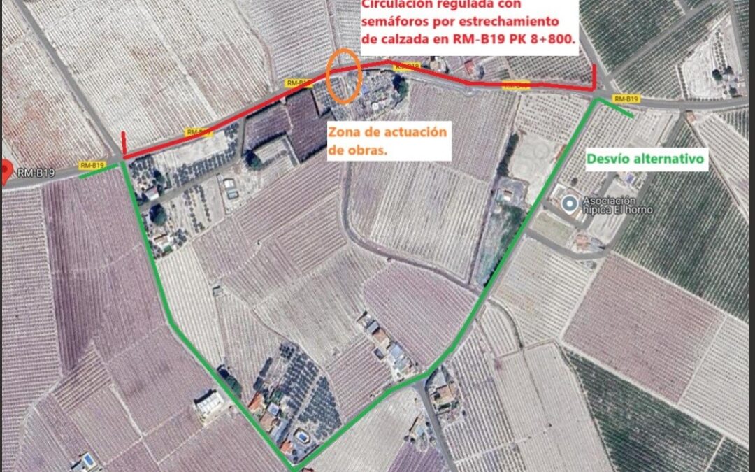 Corte provisional de un carril de la B19 por obras
