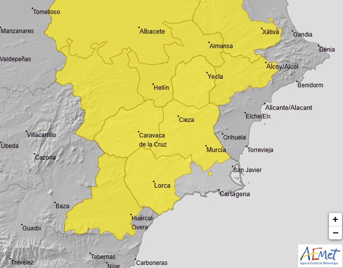 Aviso amarillo por lluvias y tormentas